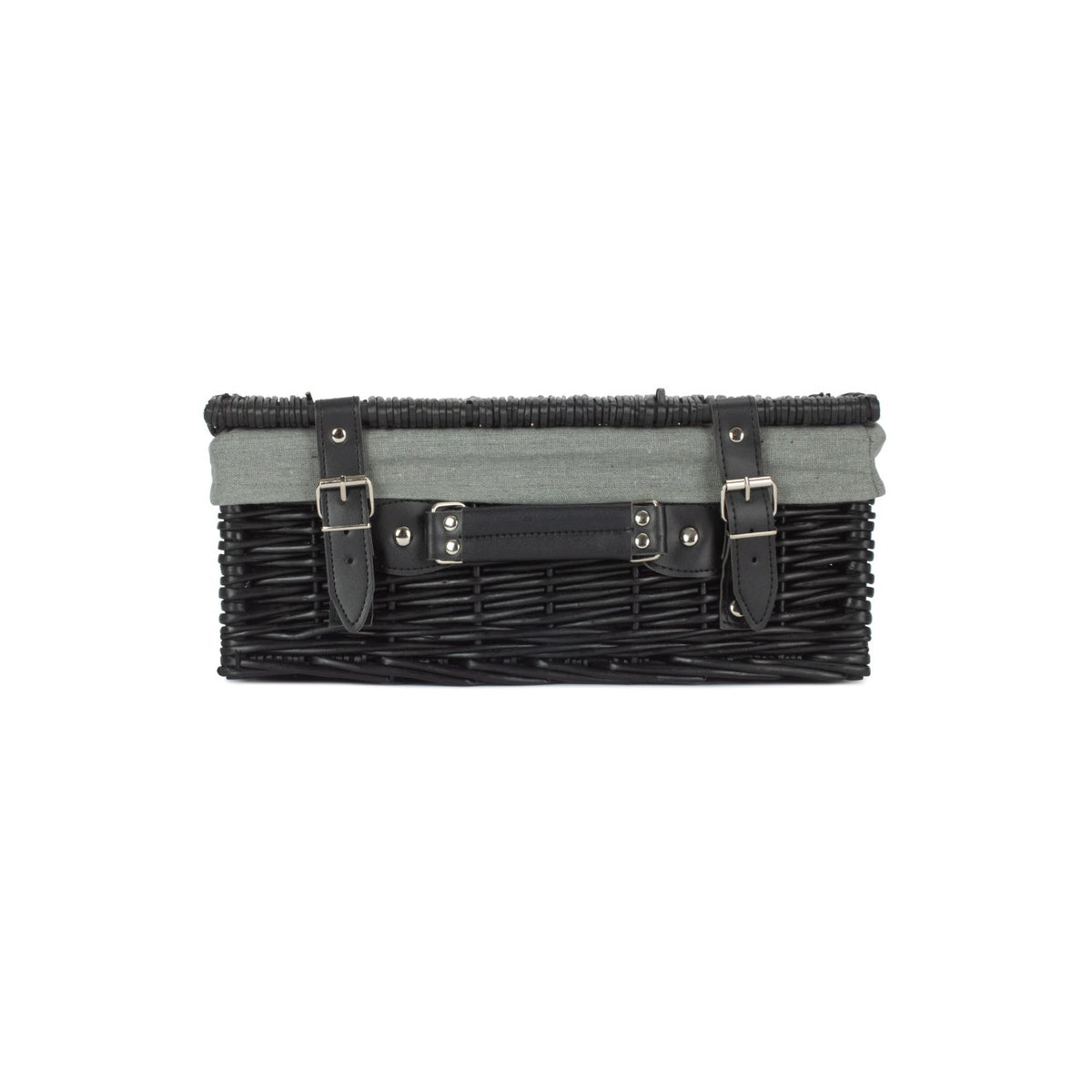 14 Inch Black Willow Hamper with Grey Sage Lining
