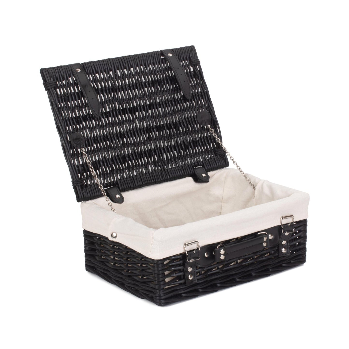 14 Inch Black Willow Hamper with White Lining