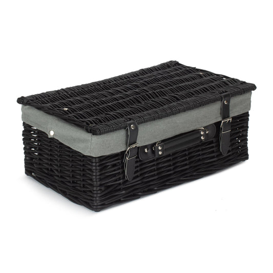 18 Inch Black Willow Hamper with Grey Sage Lining