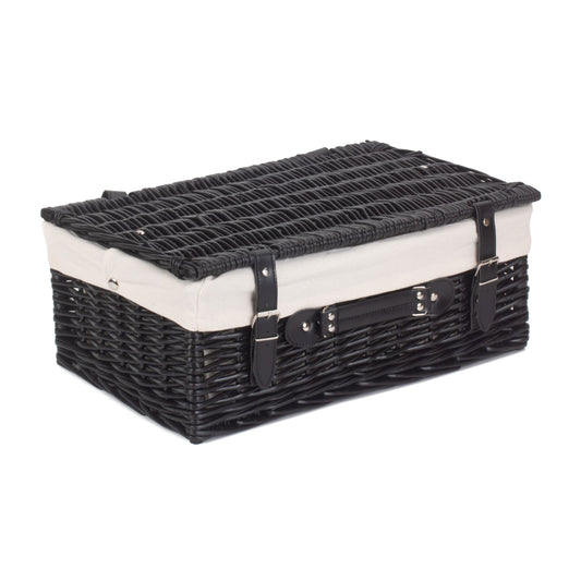18 Inch Black Willow Hamper with White Lining