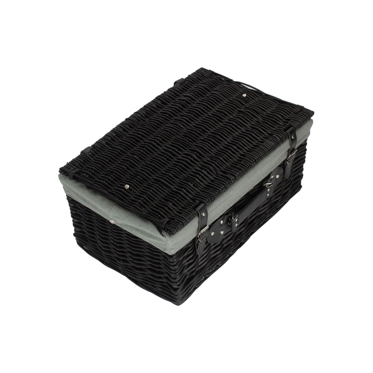 20 Inch Black Willow Hamper with Grey Sage Lining