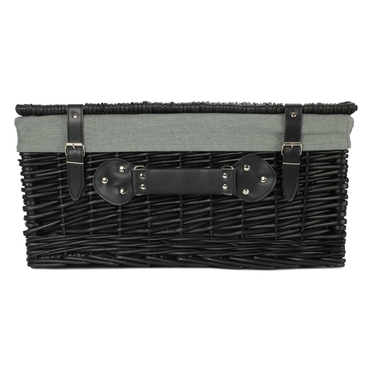 20 Inch Black Willow Hamper with Grey Sage Lining