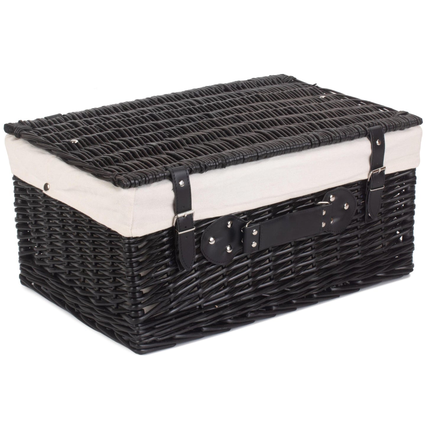 20 Inch Black Willow Hamper with White Lining