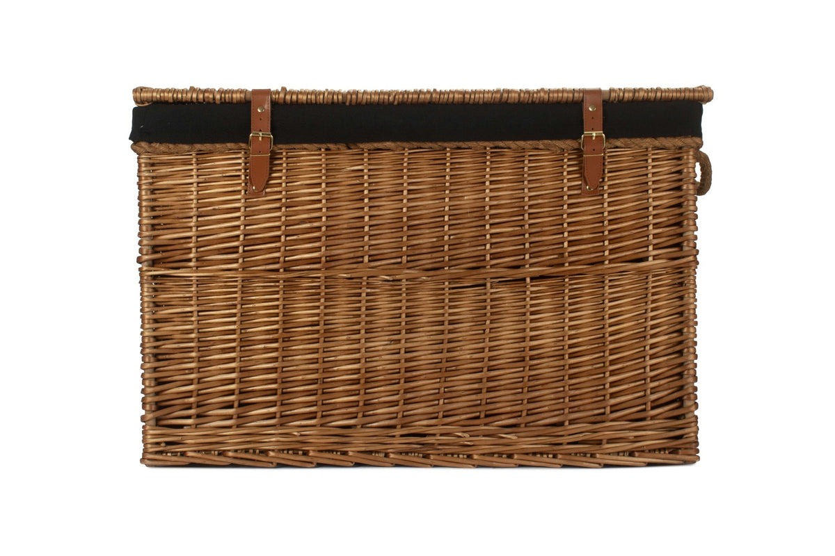 29 Inch Light Steamed Willow Storage Hamper with Black Lining