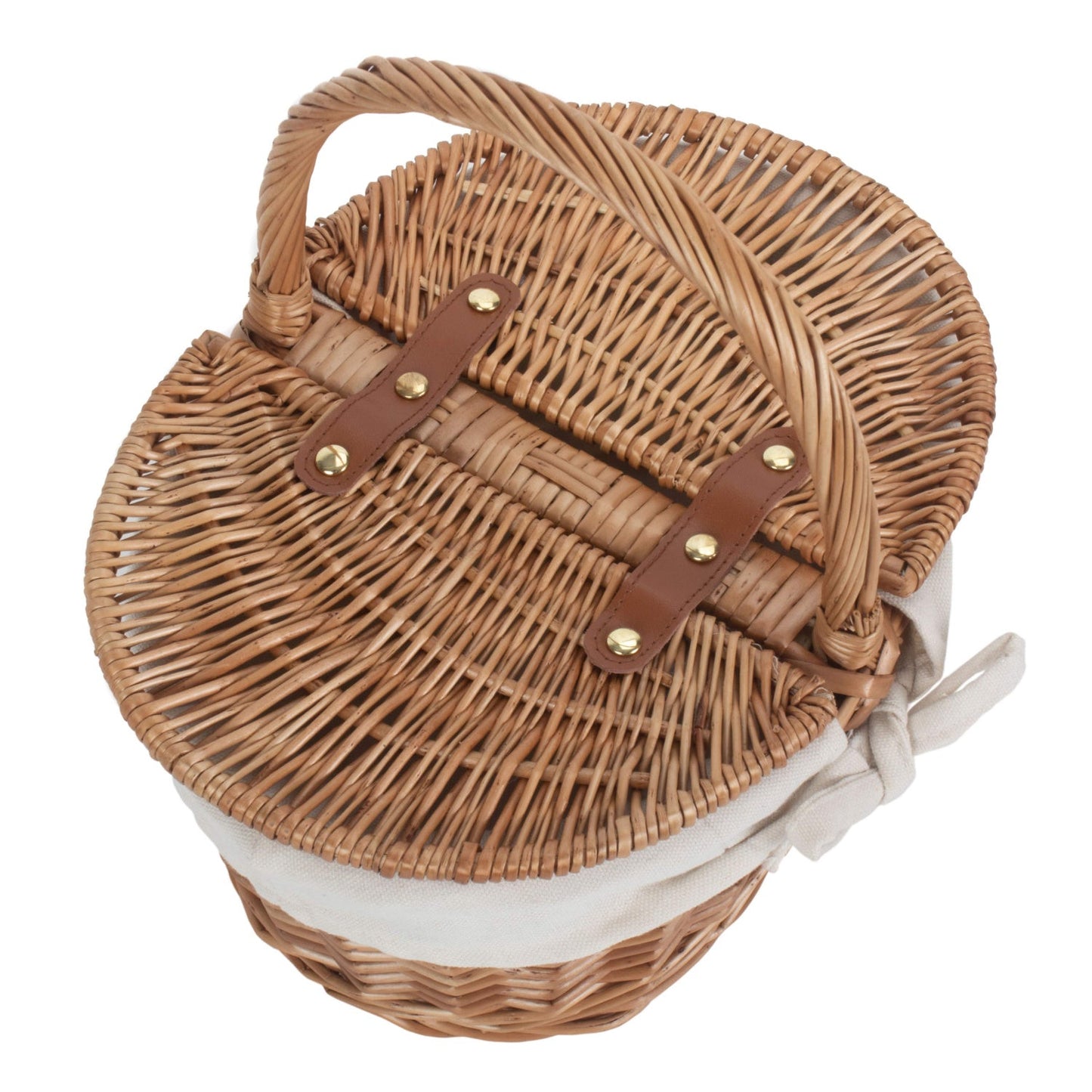 Child's Light Steamed Finish Willow Oval Picnic Basket with White Lining