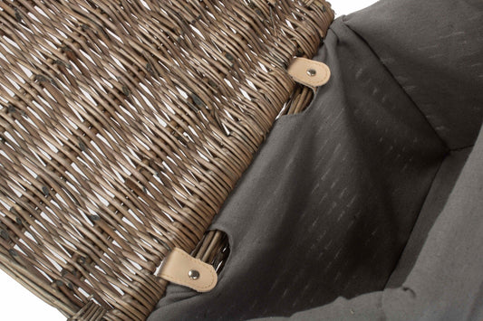 Medium Antique Wash Willow Storage Hamper with Grey Sage Lining