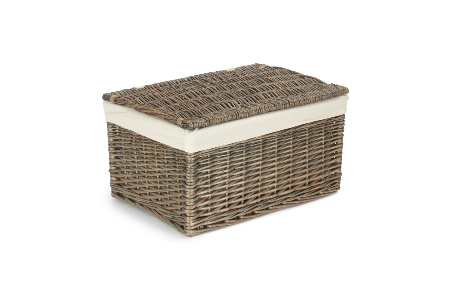 Large Antique Wash Willow Storage Hamper with White Lining