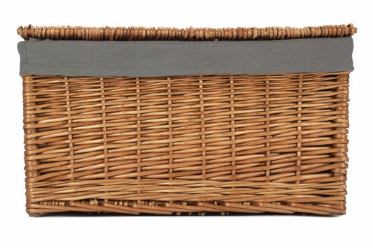 Extra Large Double Steamed Willow Storage Hamper with Grey Sage Lining