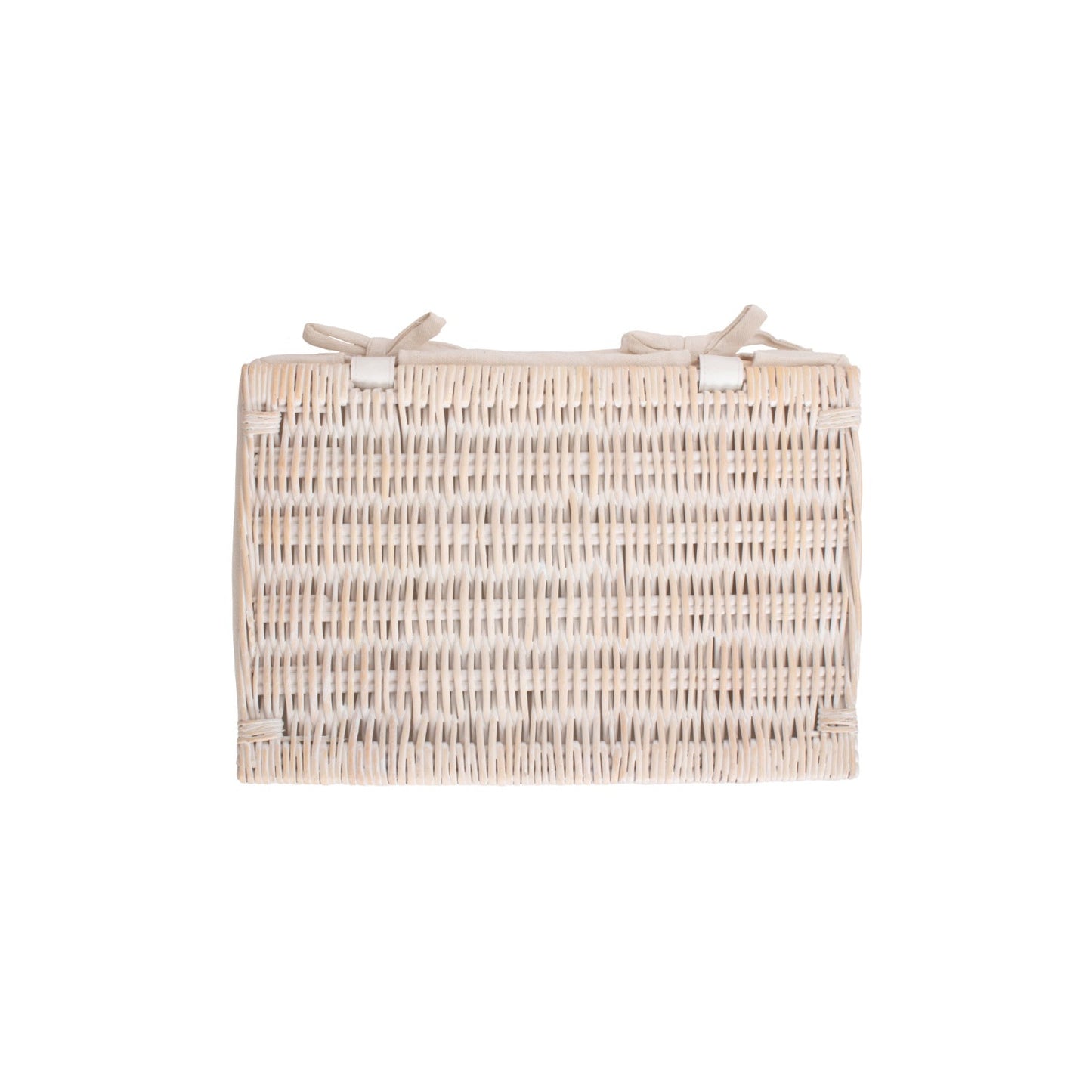 Medium White Wash Finish Willow Storage Hamper with White Lining