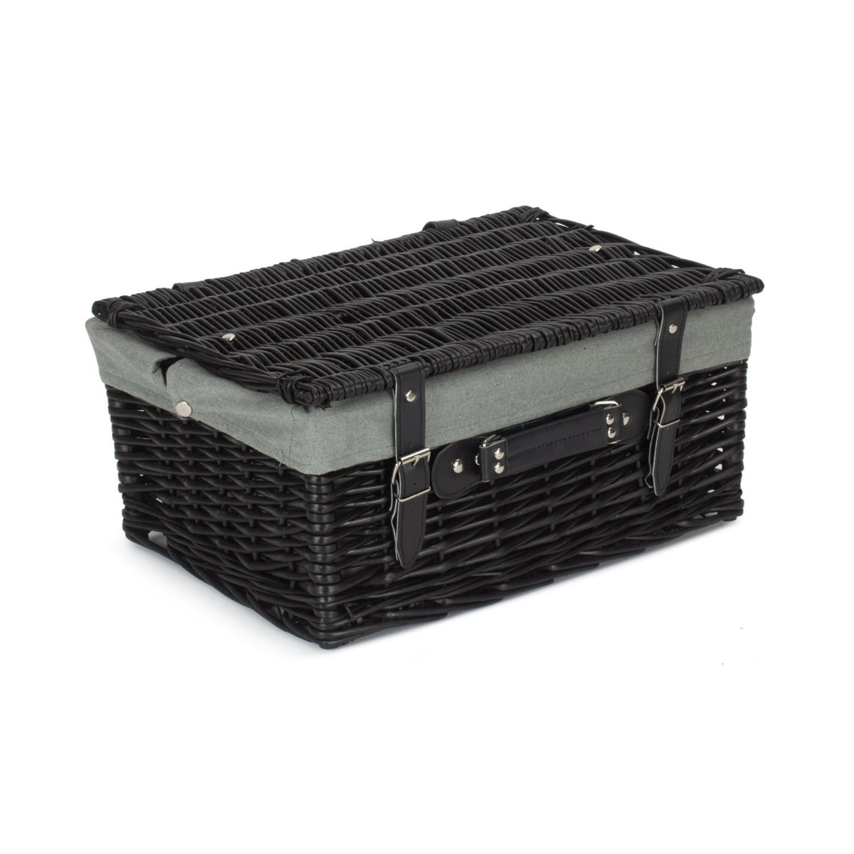 16 Inch Black Willow Hamper with Grey Sage Lining
