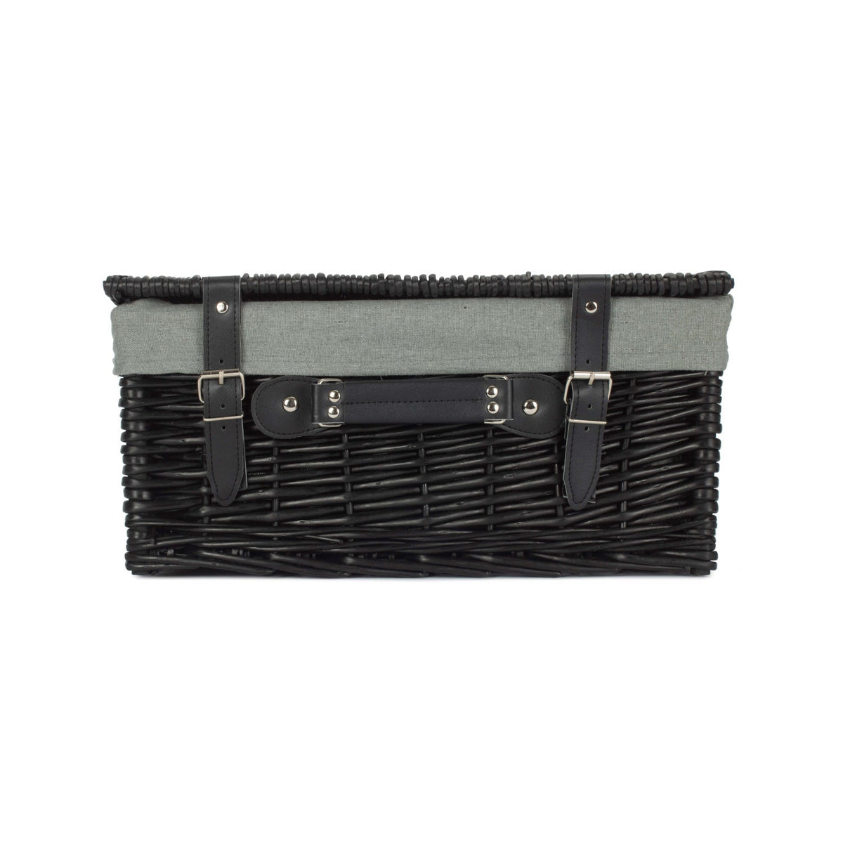 16 Inch Black Willow Hamper with Grey Sage Lining
