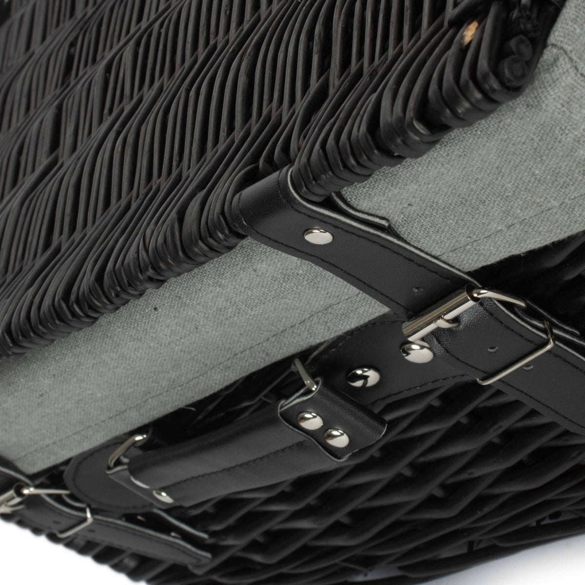16 Inch Black Willow Hamper with Grey Sage Lining