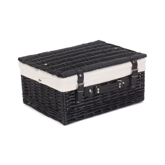 16 Inch Black Willow Hamper with White Lining