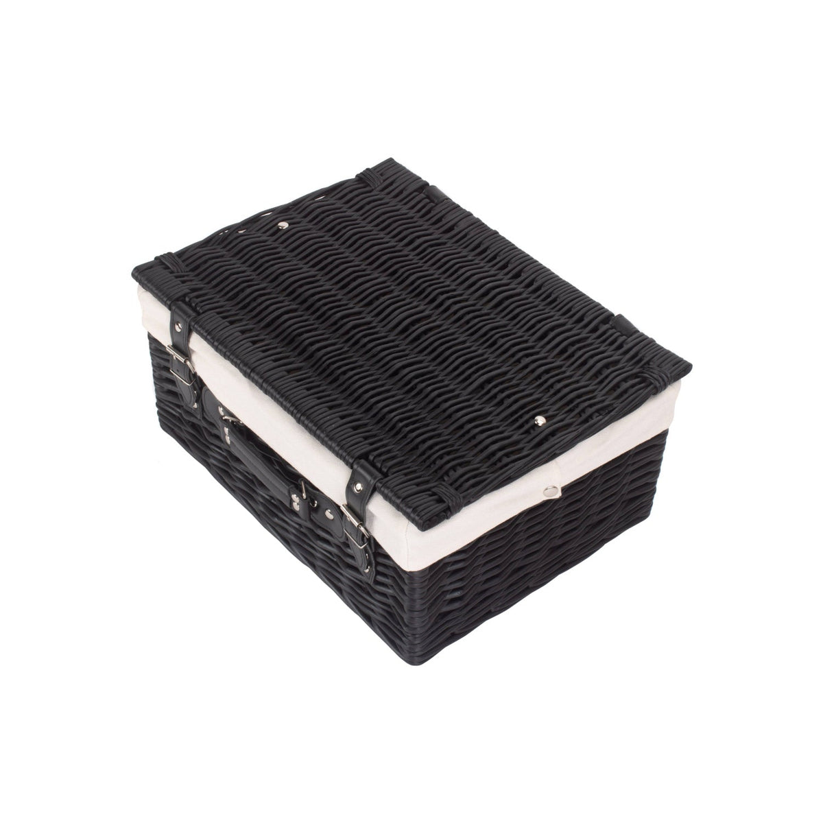 16 Inch Black Willow Hamper with White Lining