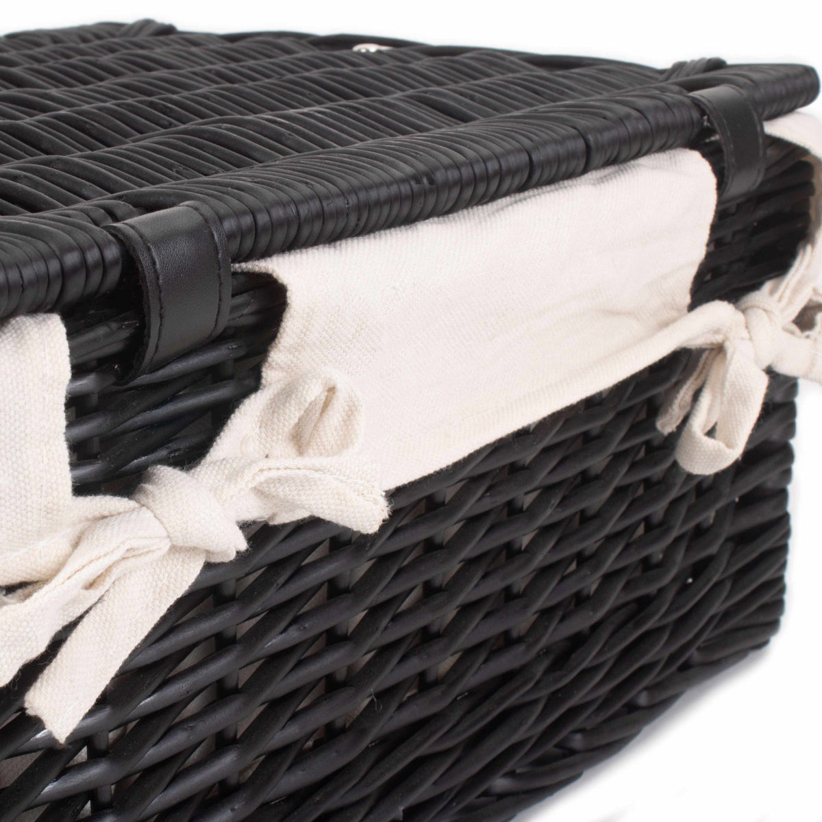 16 Inch Black Willow Hamper with White Lining