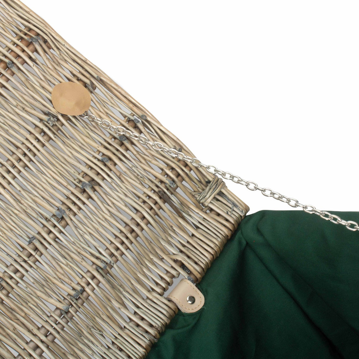 22 Inch Antique Wash Willow Hamper with Green Lining
