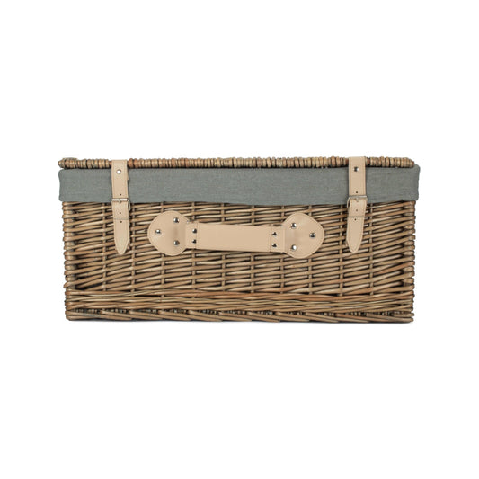 22 Inch Antique Wash Willow Hamper with Grey Sage Lining