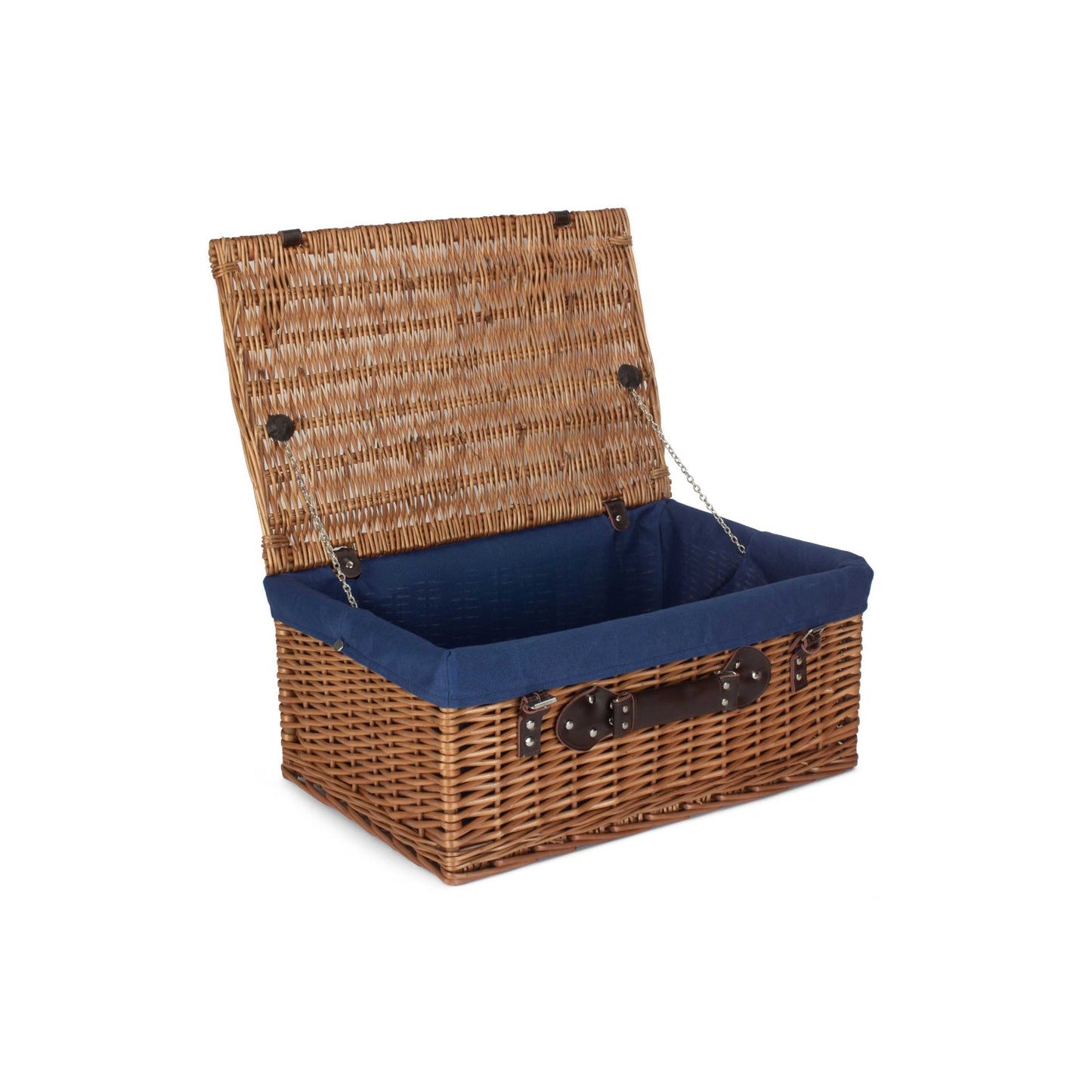 22 Inch Double Steamed Willow Hamper with Navy Blue Lining