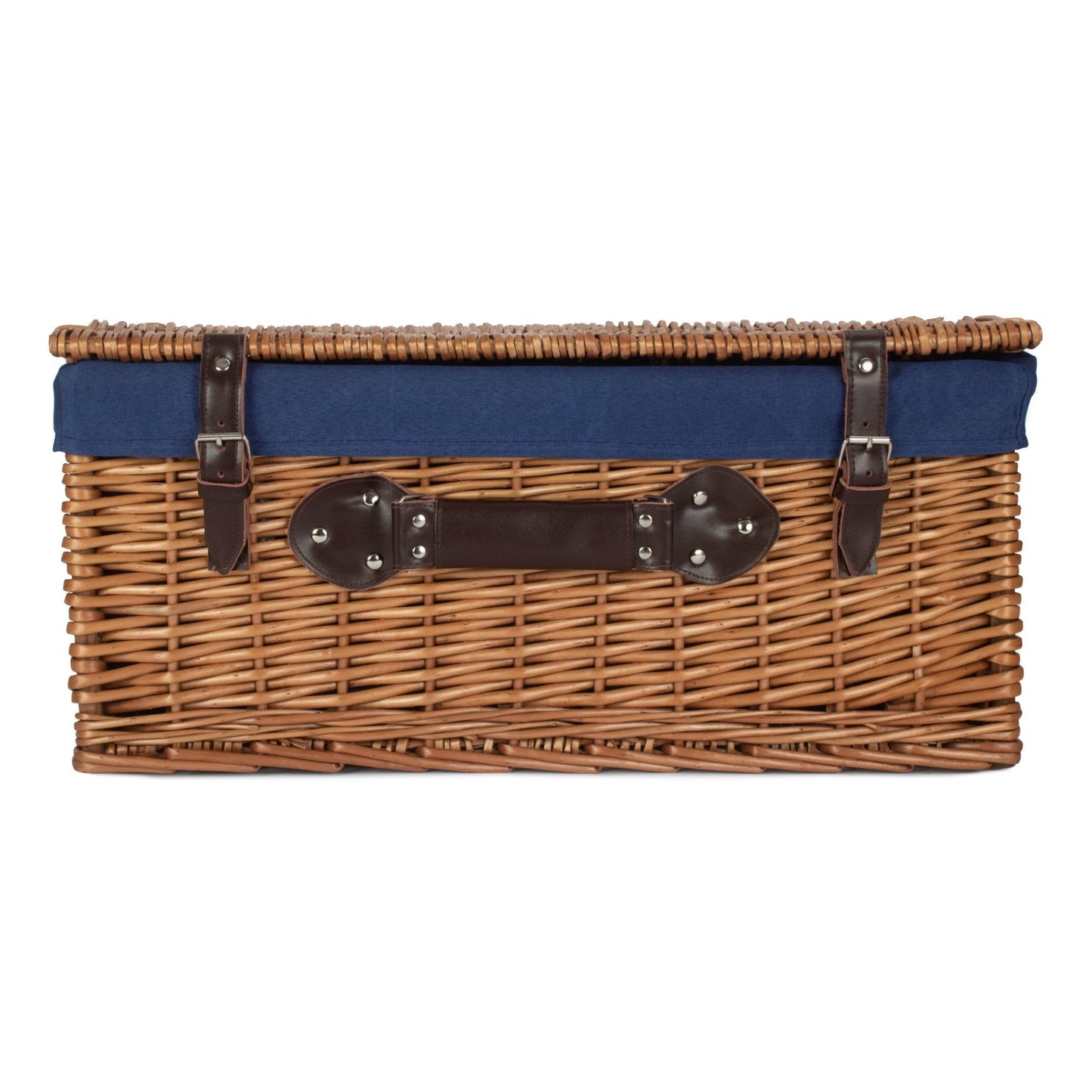 22 Inch Double Steamed Willow Hamper with Navy Blue Lining