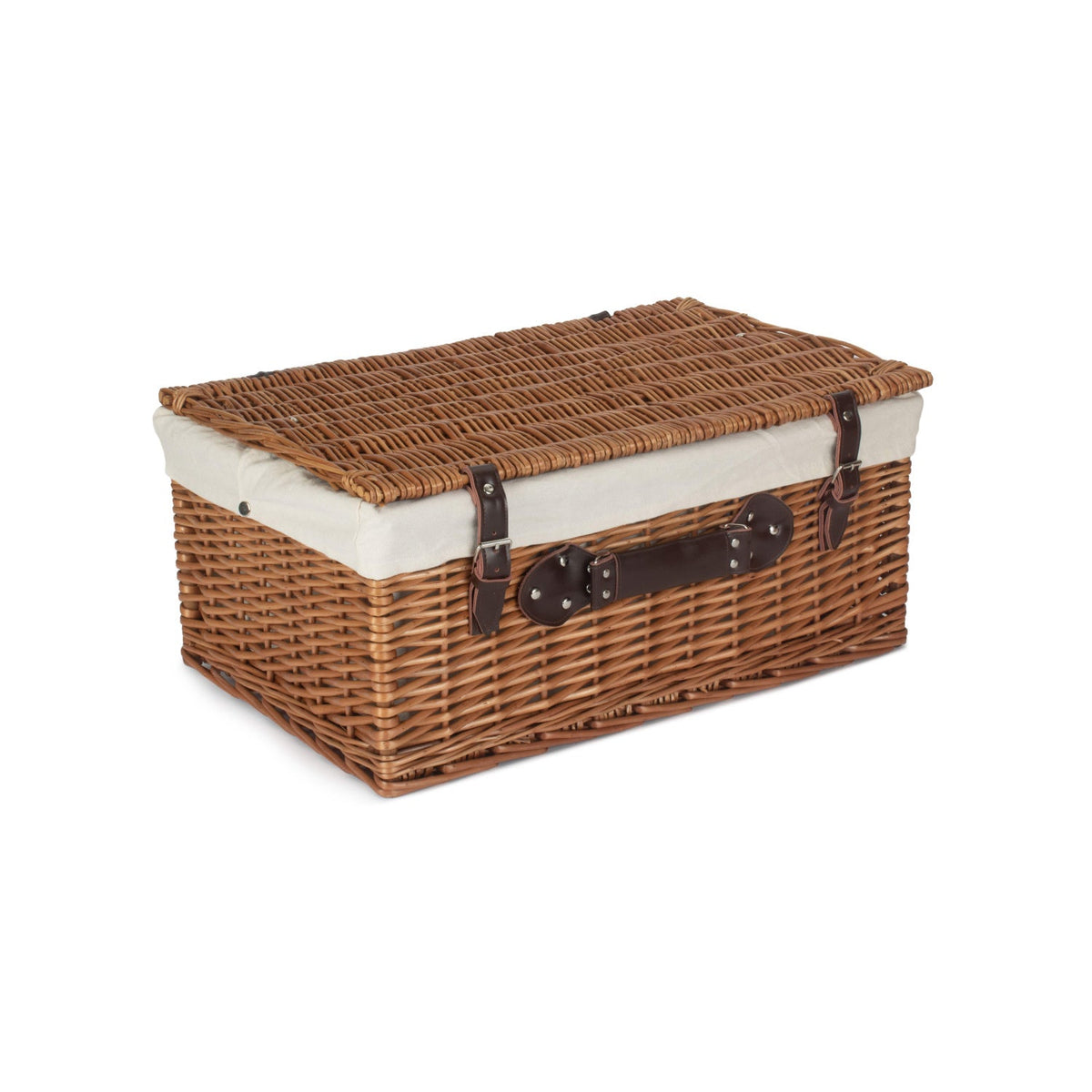 22 Inch Double Steamed Willow Hamper with White Lining