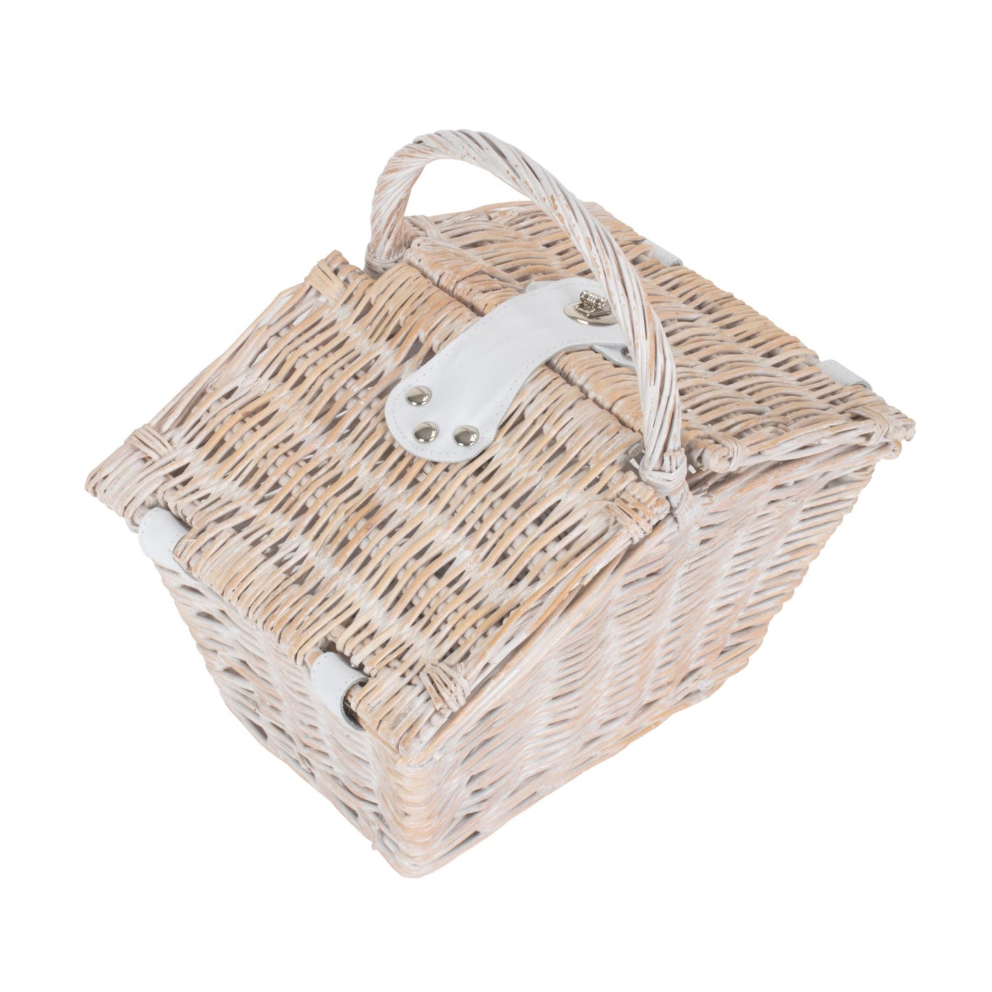 Small White Wash Willow Elegant Picnic Hamper Basket