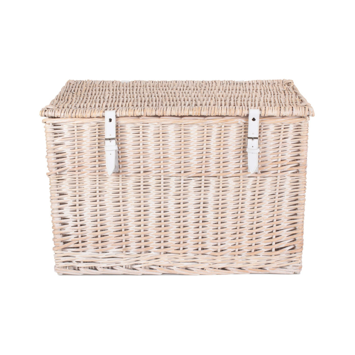 24 Inch White Wash Willow Chest Hamper