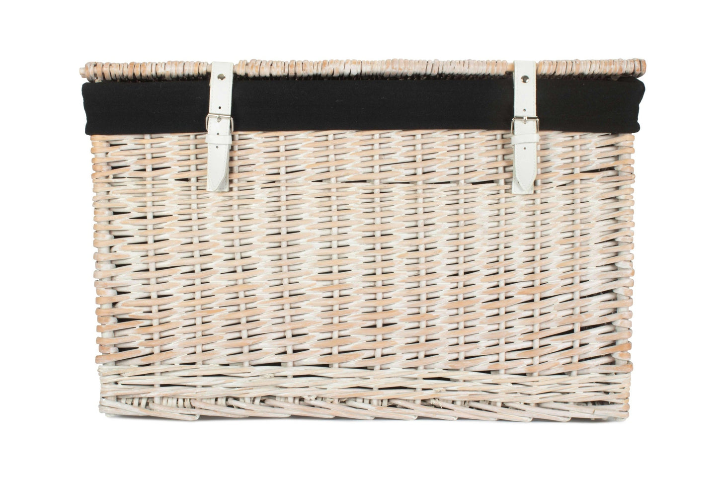 24 Inch White Wash Willow Chest Hamper with Black Lining