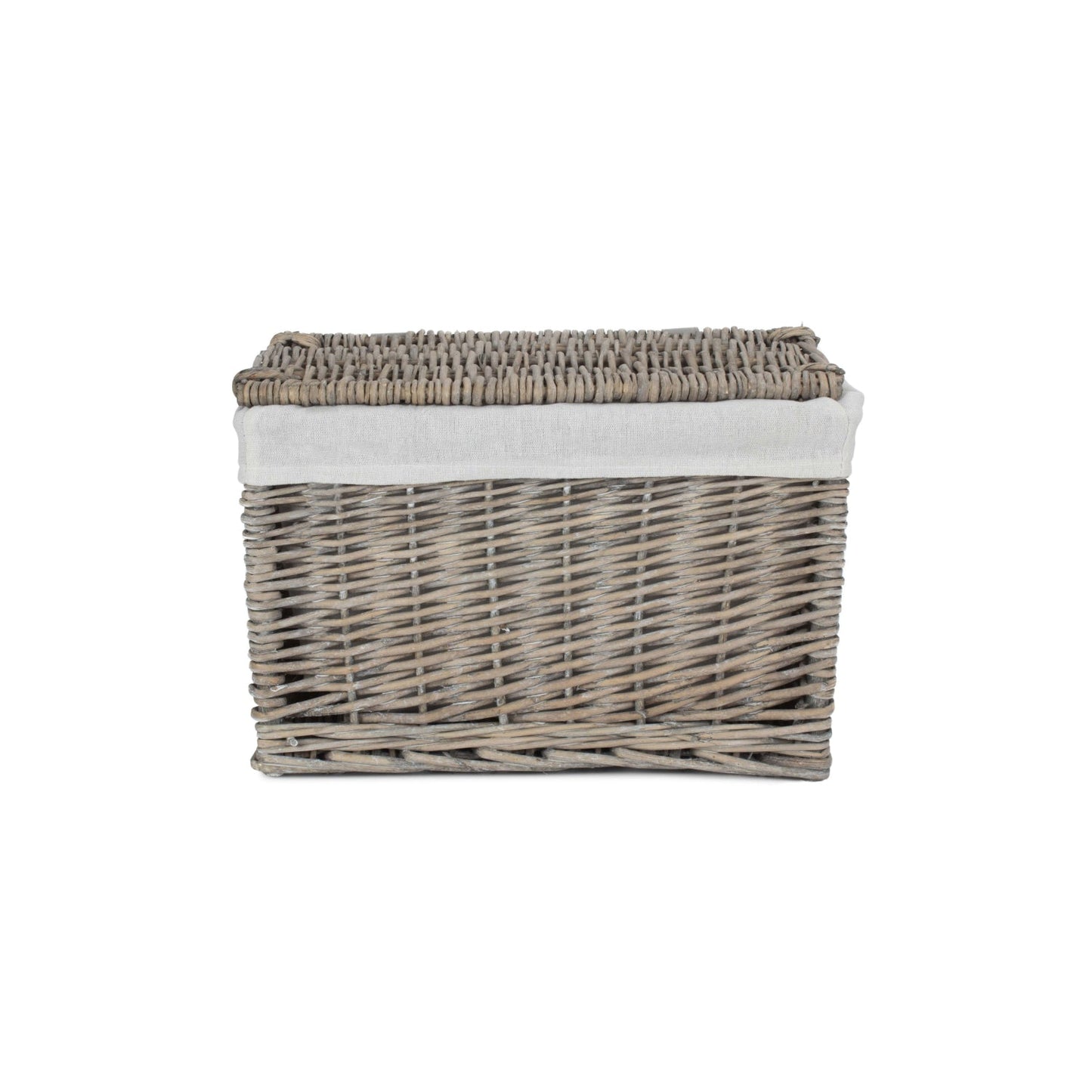 14 Inch Grey Wash Willow Storage Hamper
