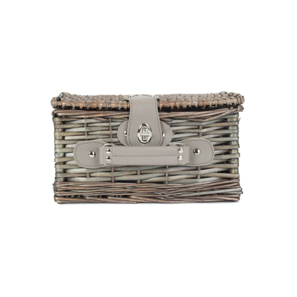 Small Antique Wash Split Willow Chest Hamper