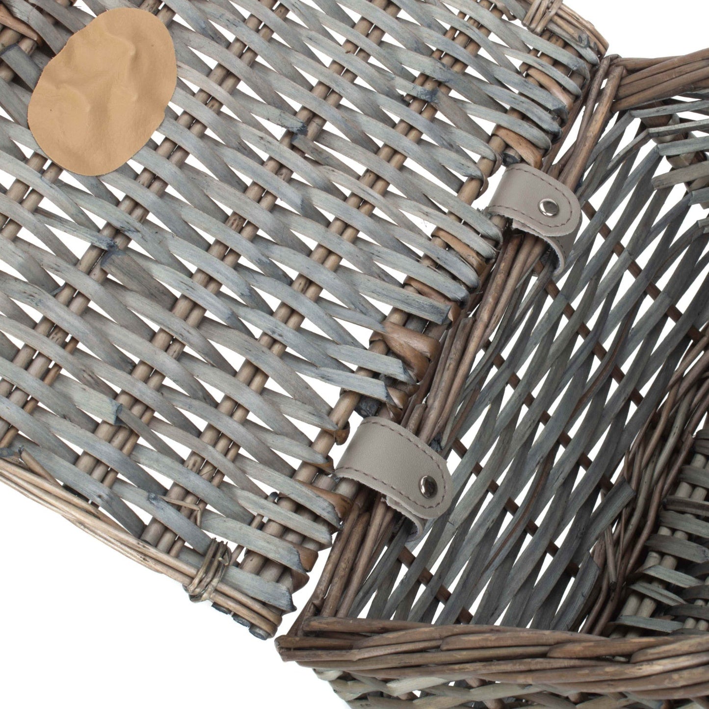 Small Antique Wash Split Willow Chest Hamper