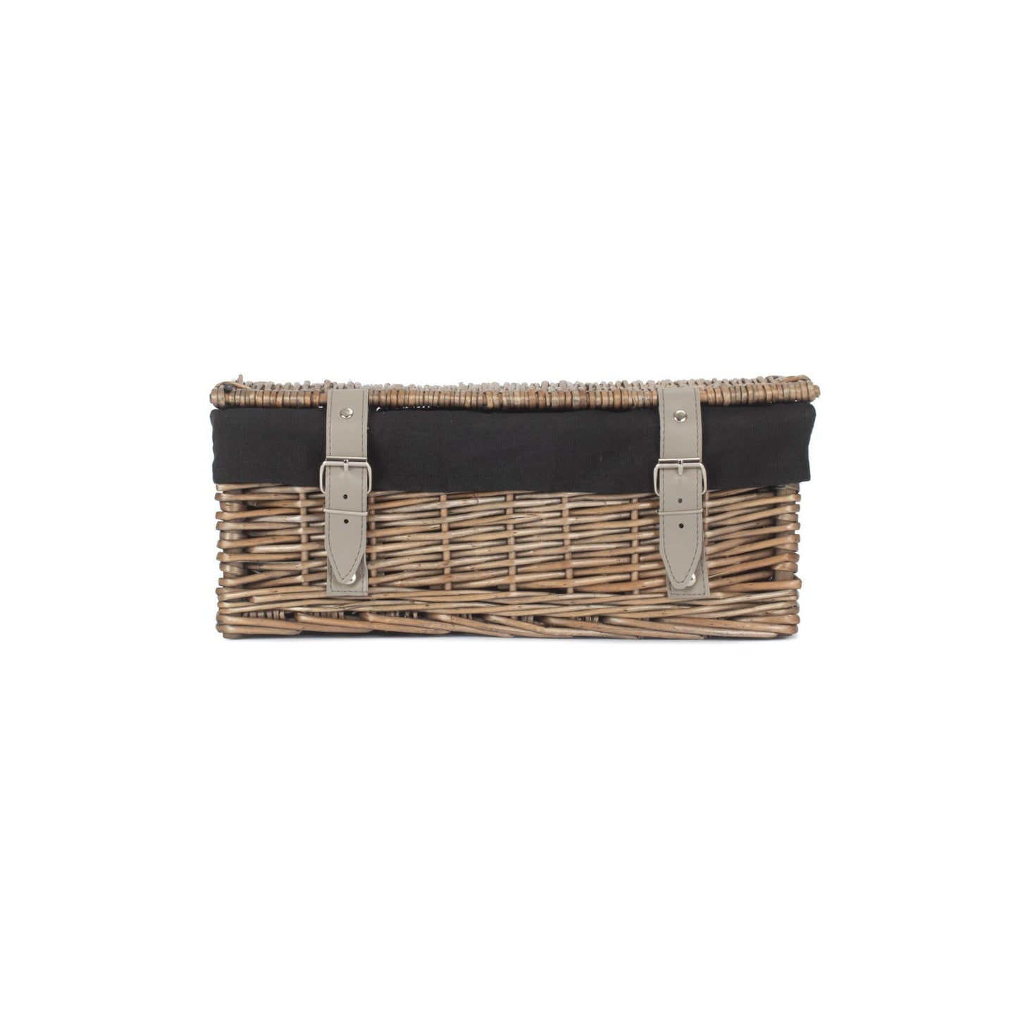 14 Inch Antique Wash Wicker Hamper Basket with Black Lining