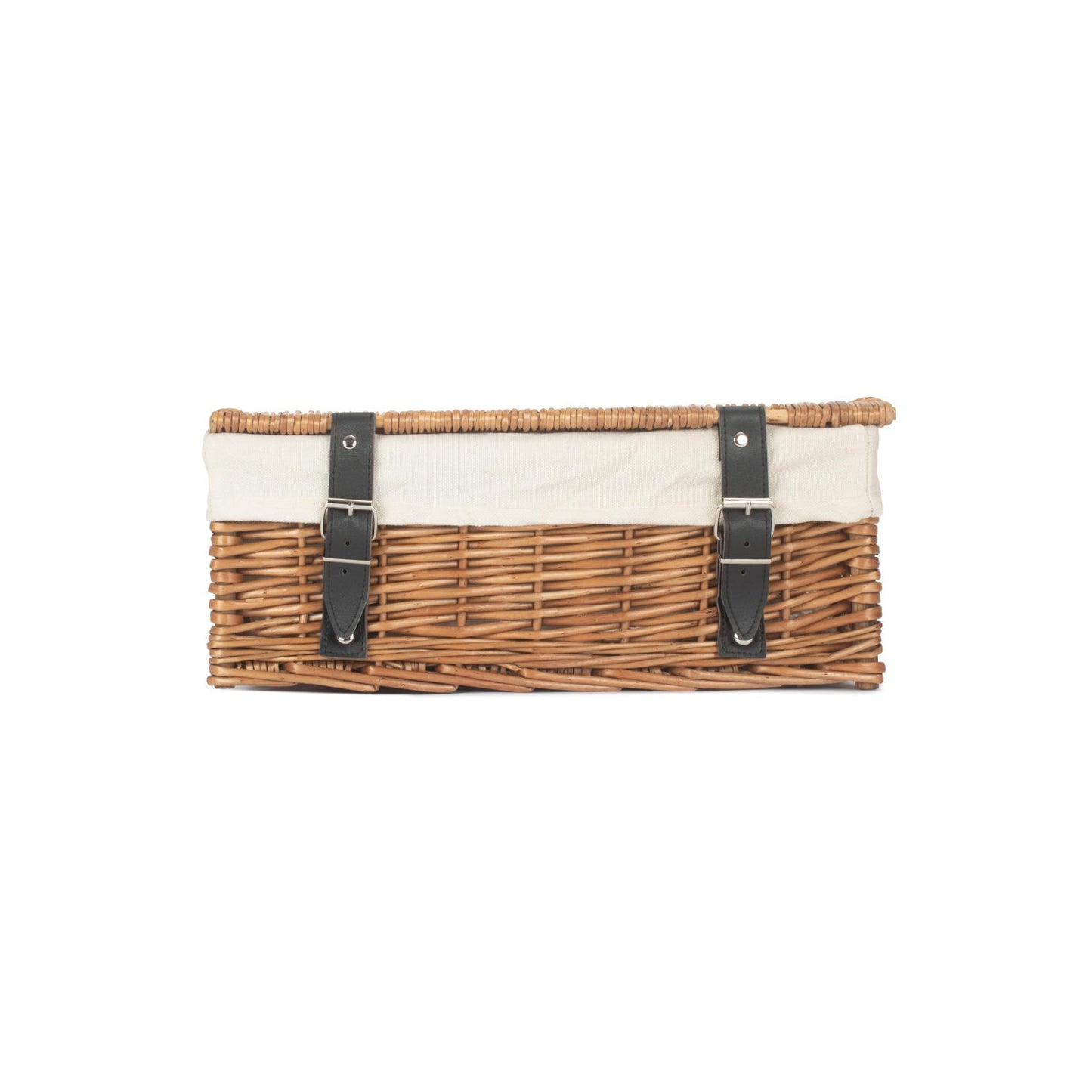 14 Inch Double Steamed Wicker Hamper Basket with White Lining