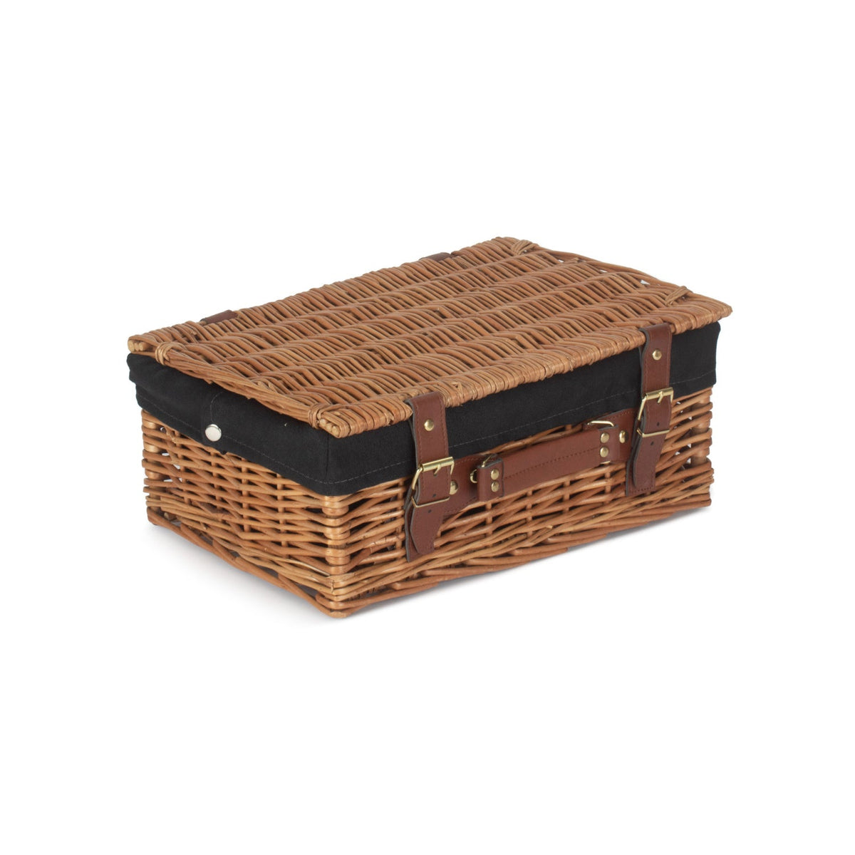 14 Inch Light Steamed Willow Hamper with Black Lining