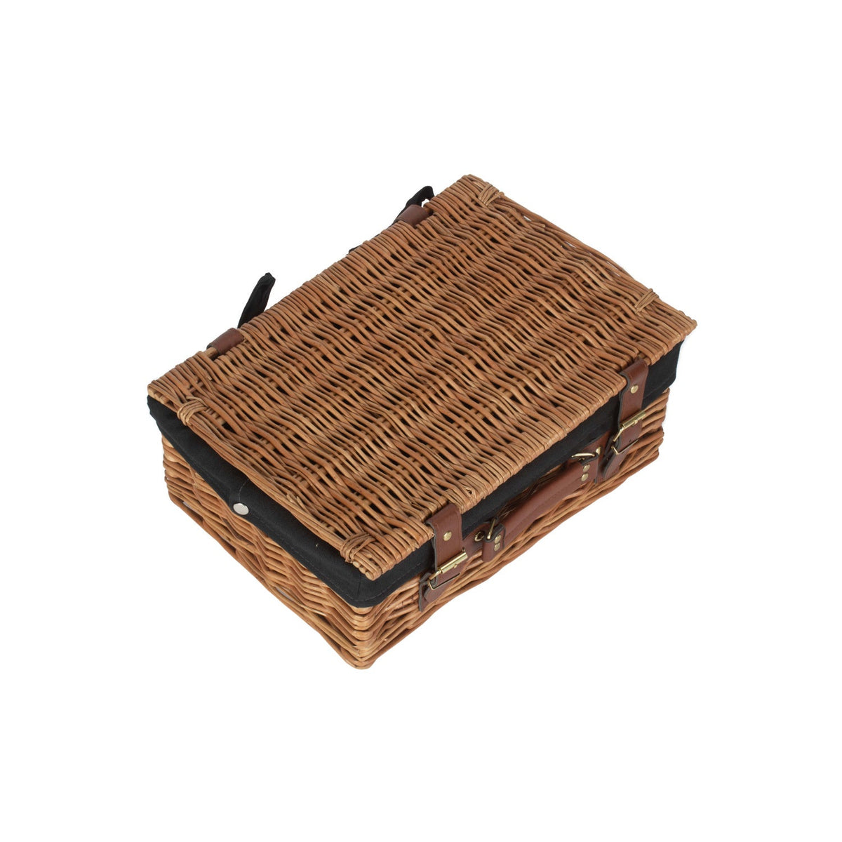 14 Inch Light Steamed Willow Hamper with Black Lining