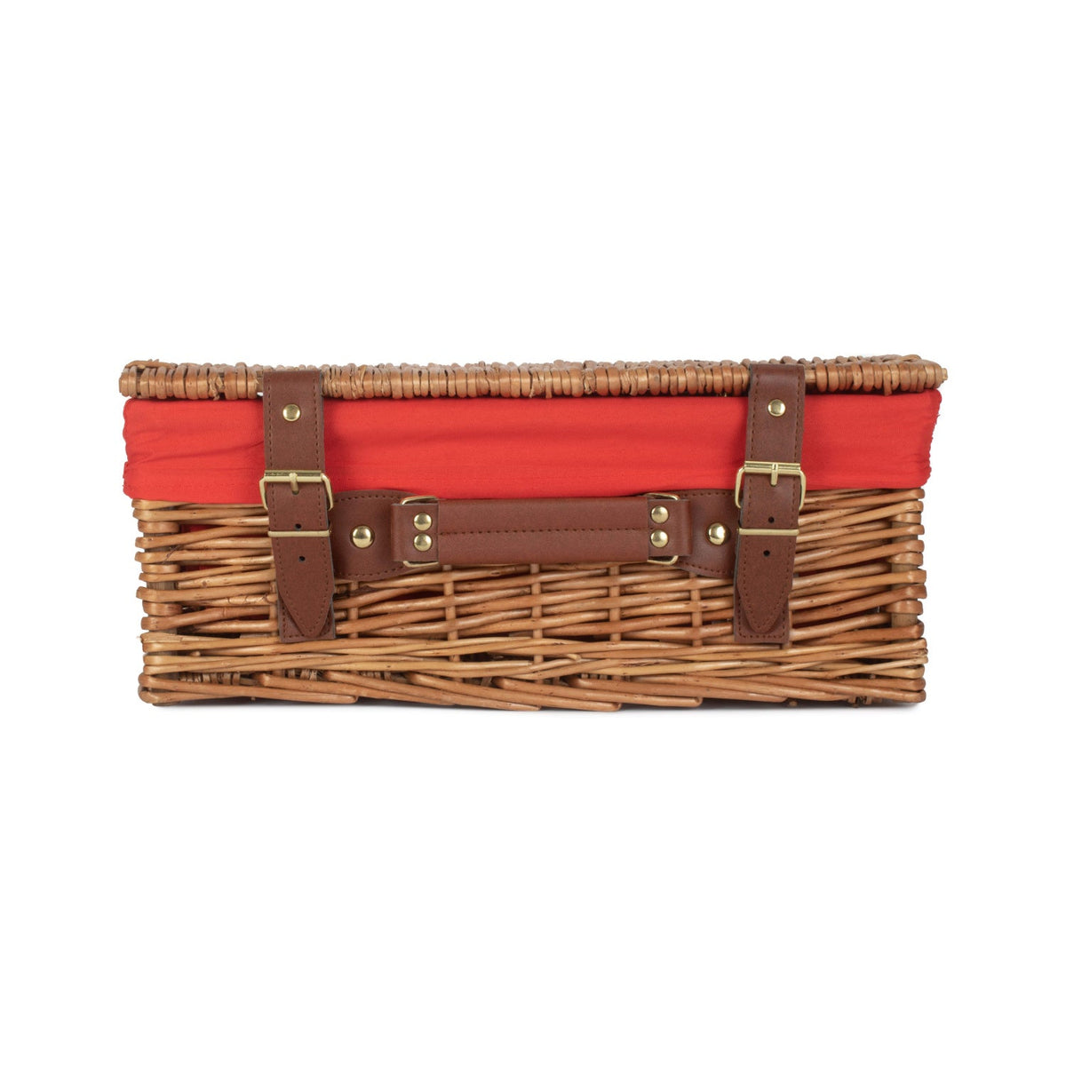 14 Inch Light Steamed Willow Hamper with Red Lining