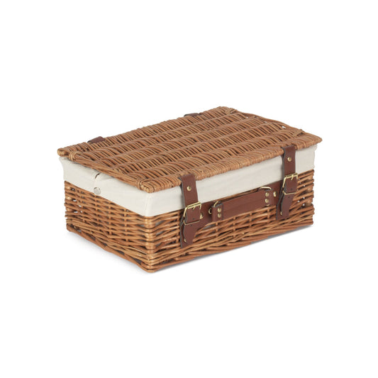14 Inch Light Steamed Willow Hamper with White Lining