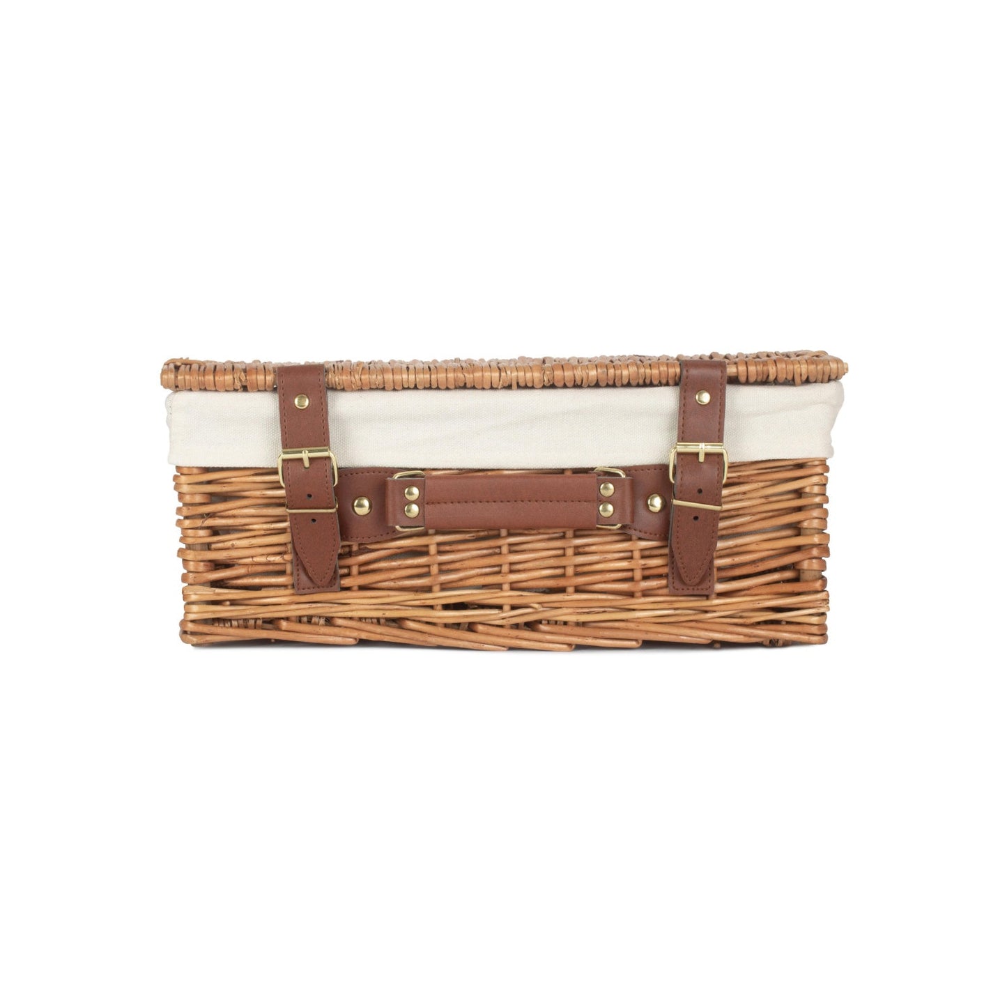 14 Inch Light Steamed Willow Hamper with White Lining