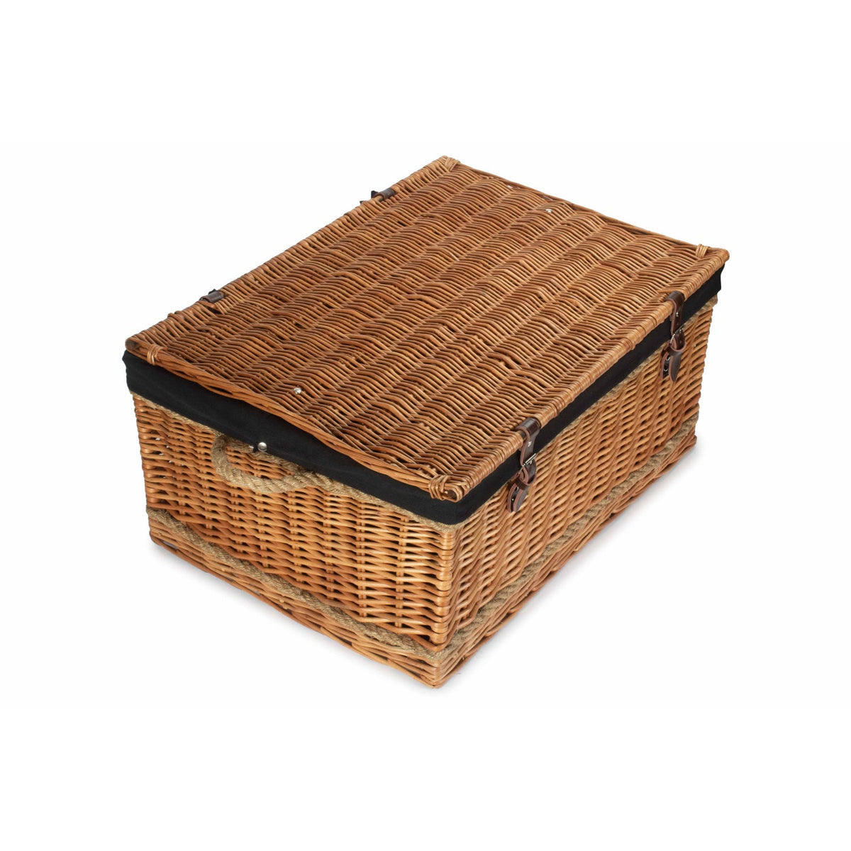 28 Inch Double Steamed Willow Rope Handled Hamper Trunk with Black Lining