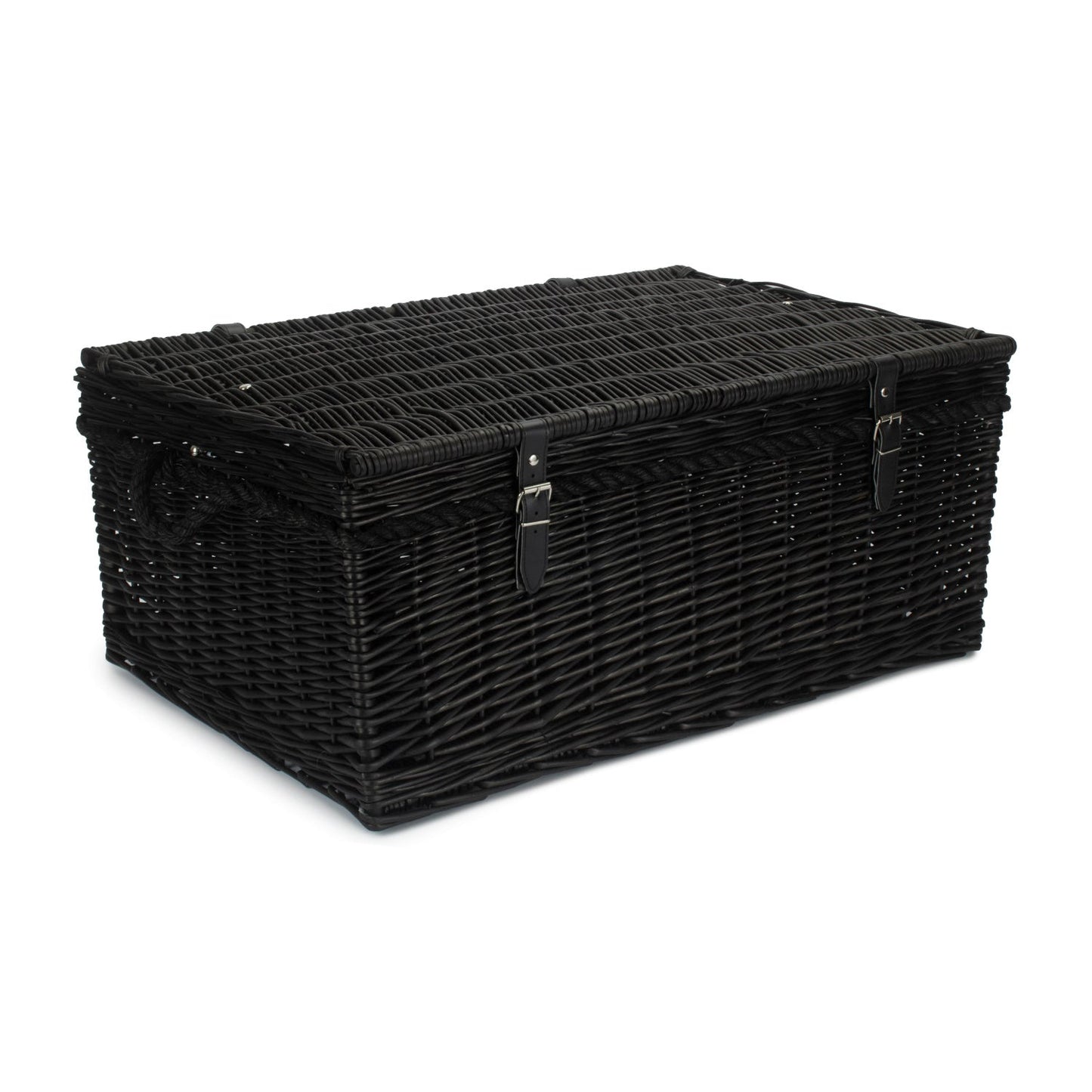 27 Inch Black Willow Rope Handled Hamper Trunk