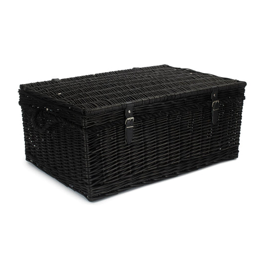 27 Inch Black Willow Rope Handled Hamper Trunk