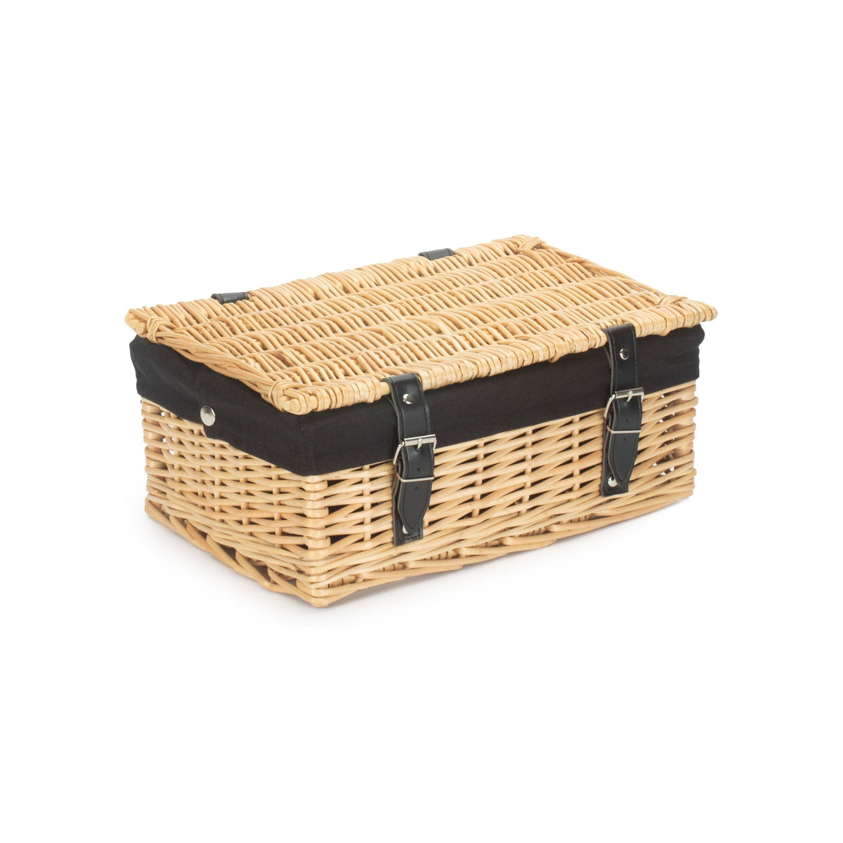 14" Inch Buff Willow Wicker Hamper Basket with Black Lining