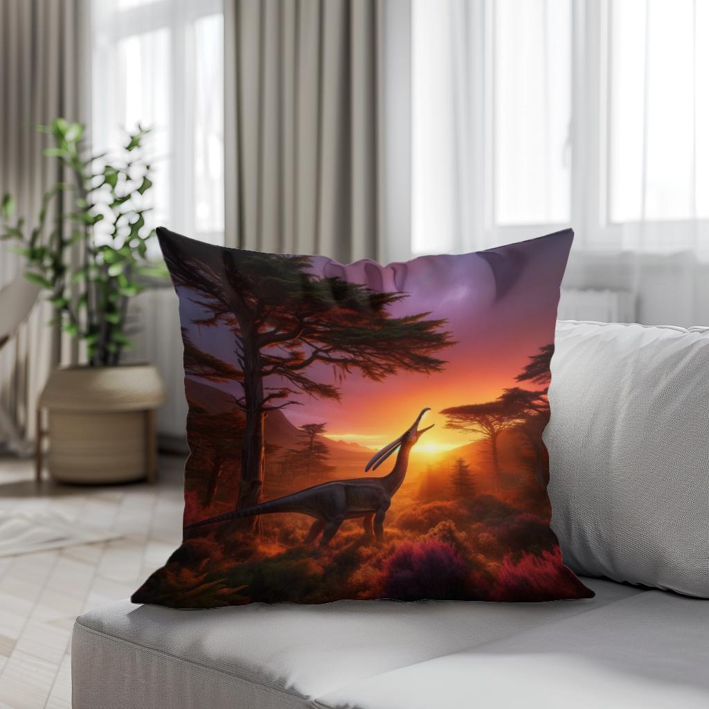 Sunset Serenade Parasaurolophus Cotton Cushion