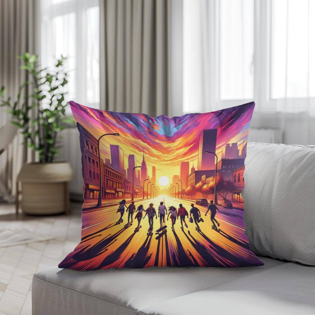 Golden Hour Skateboard Summer Cotton Cushion