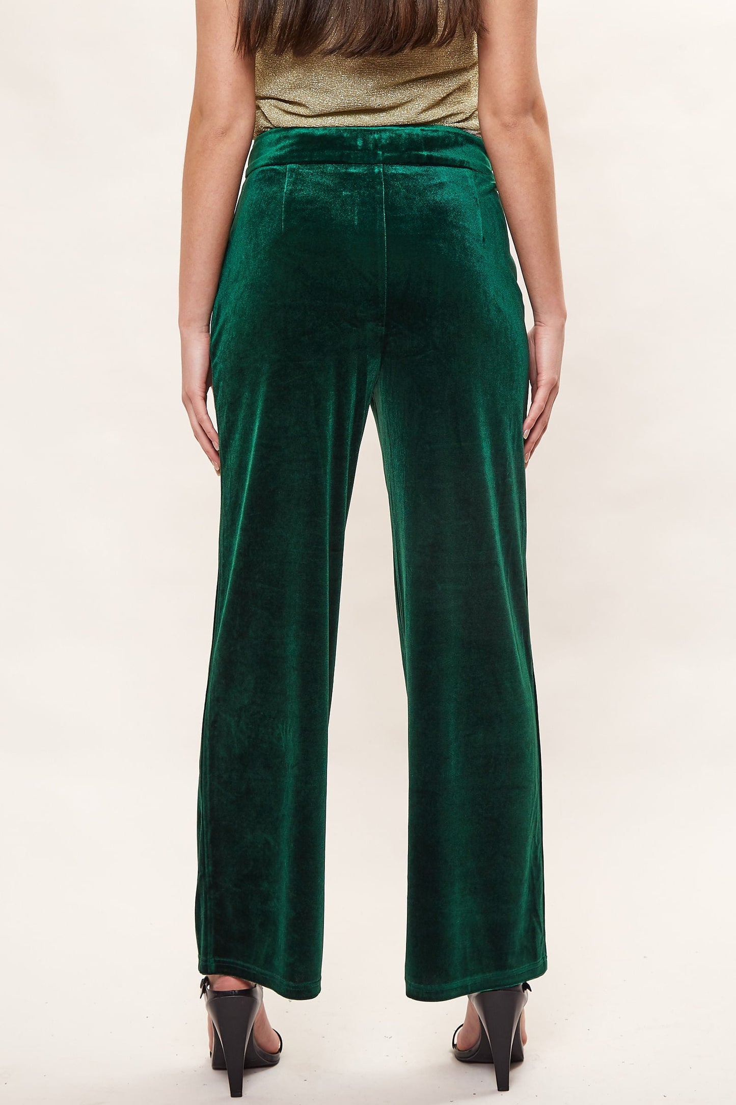 Elina Velvet Straight Leg Trouser - Green