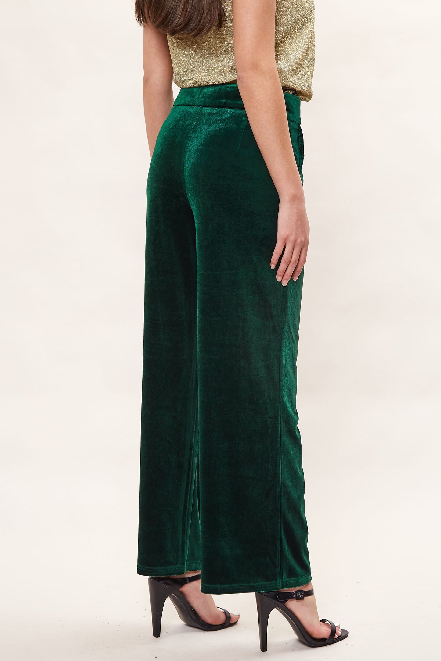 Elina Velvet Straight Leg Trouser - Green
