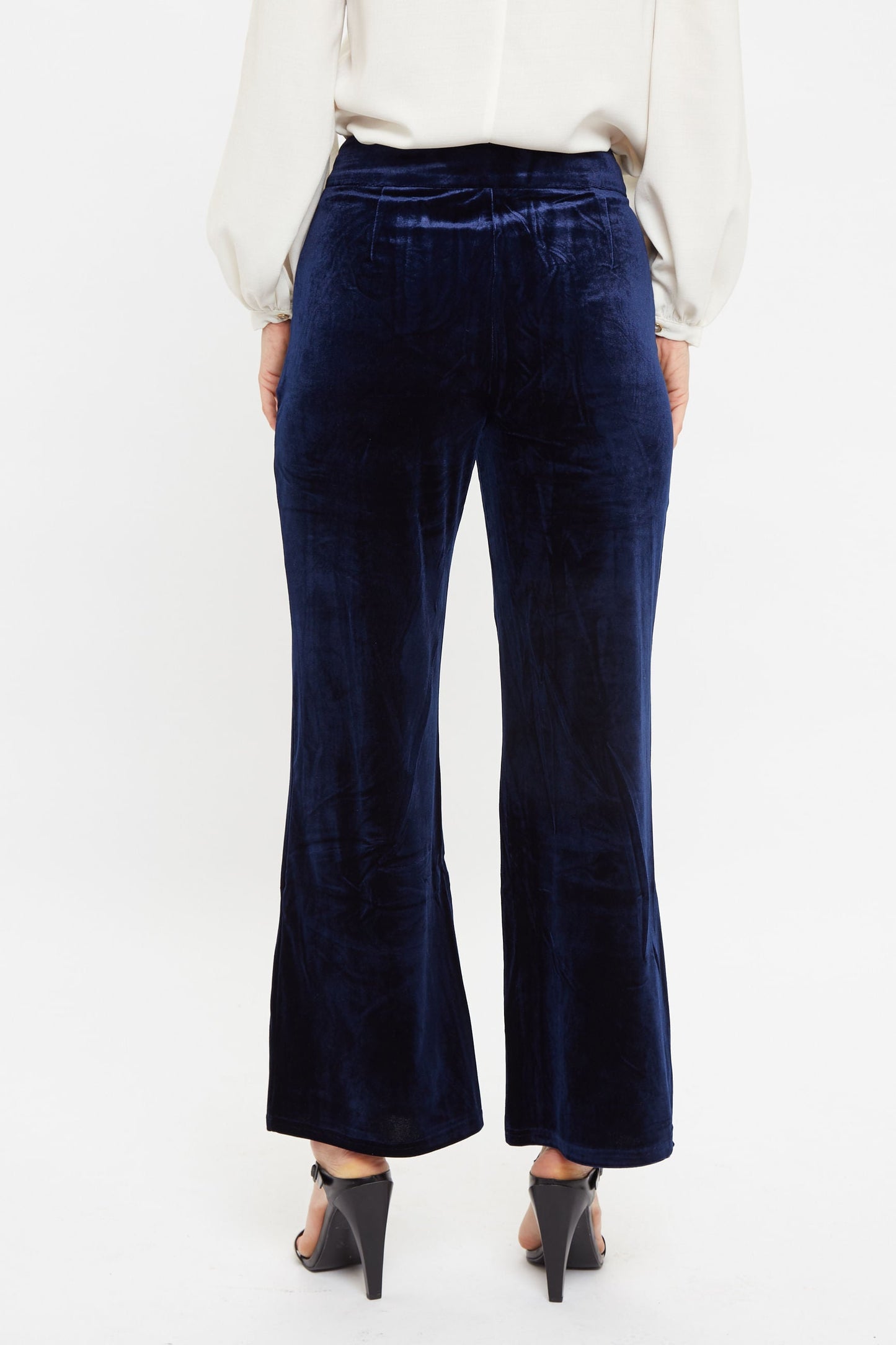 Elina Velvet Straight Leg Trouser - Navy