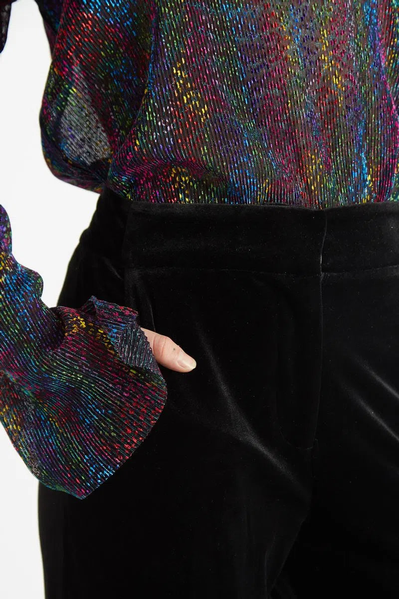 Elina Velvet Straight Leg Trouser Black