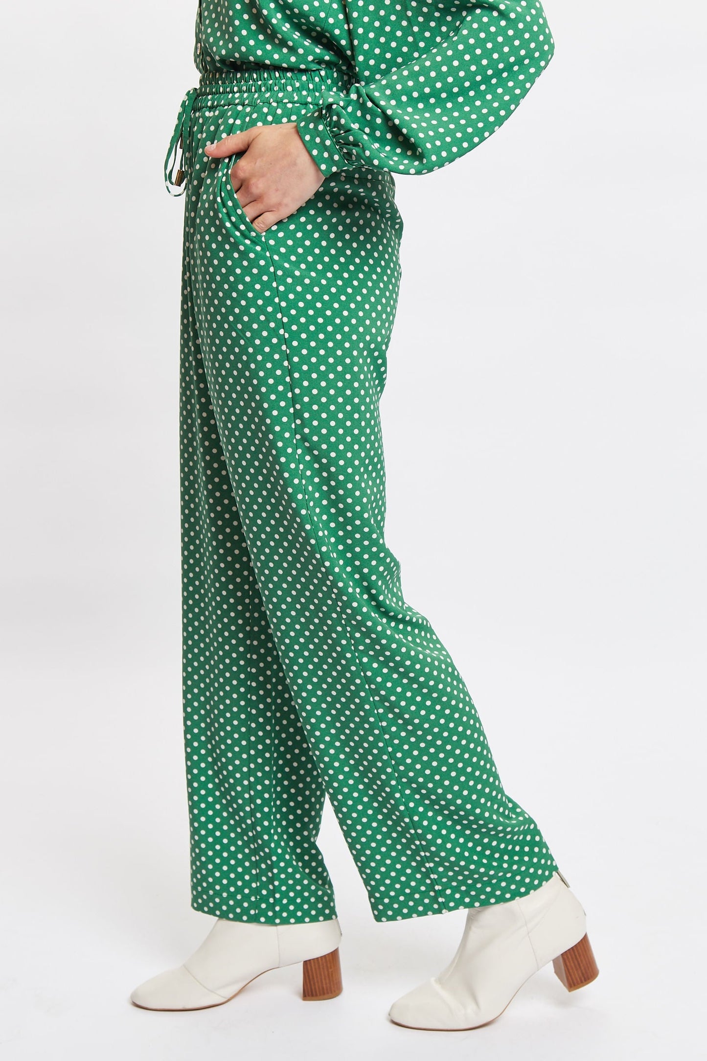 Louche Emmanuella Polka Dot Print Pull On Trouser