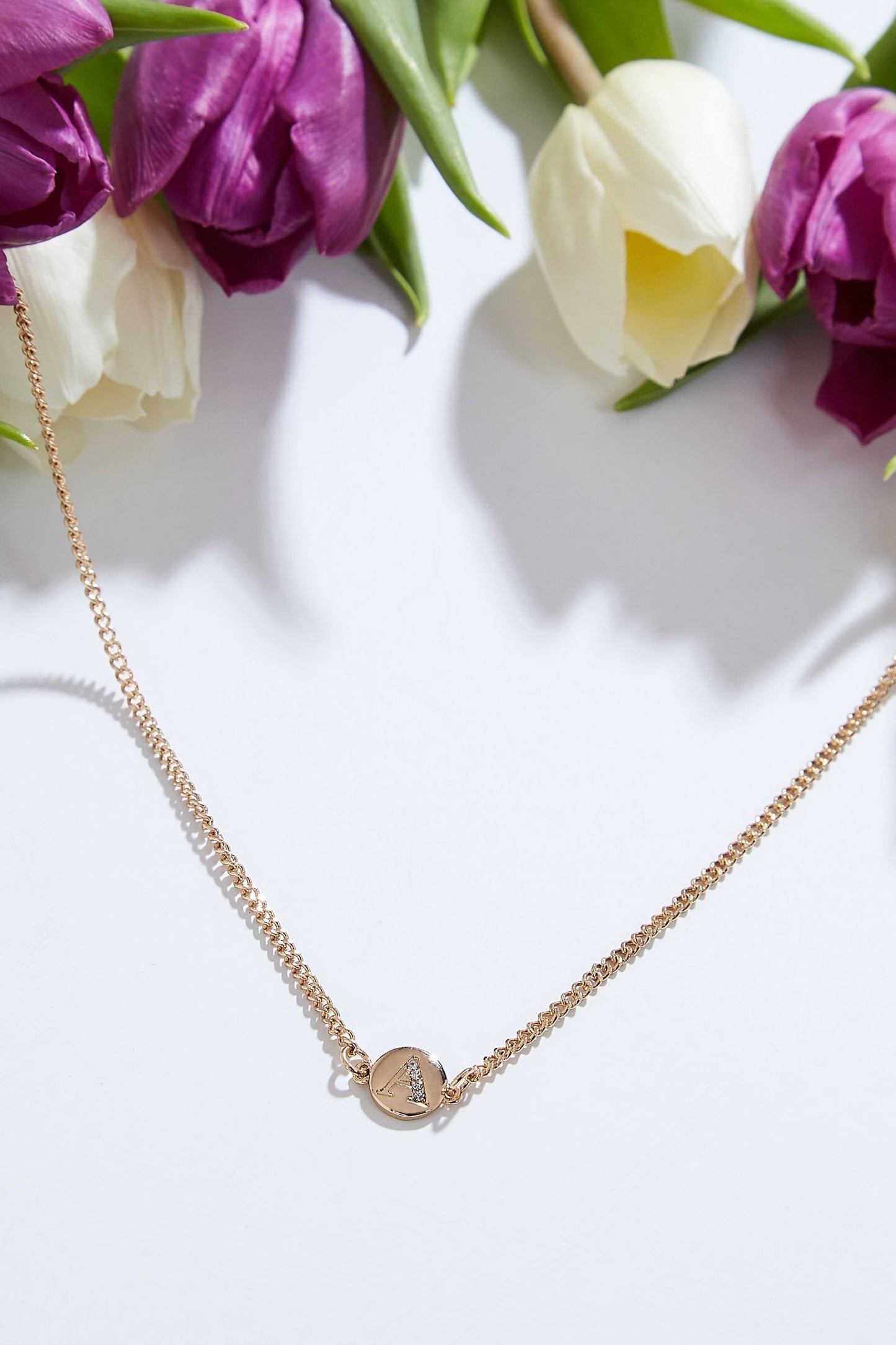 Louche Letter Disc Necklace Gold