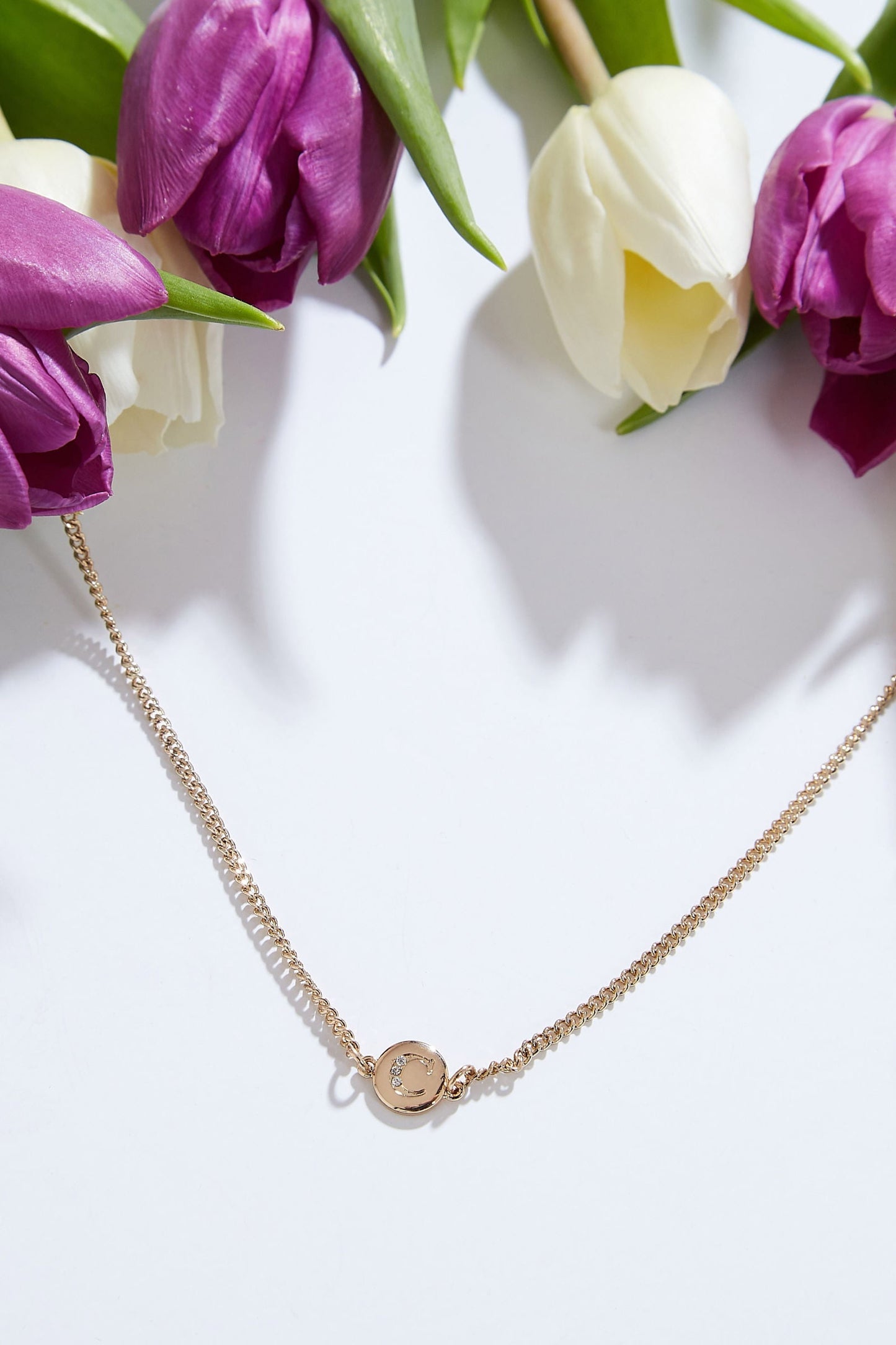 Louche Letter Disc Necklace Gold